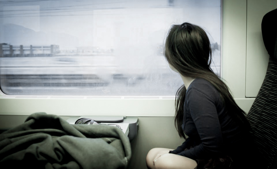 On the train to Venice, Italy